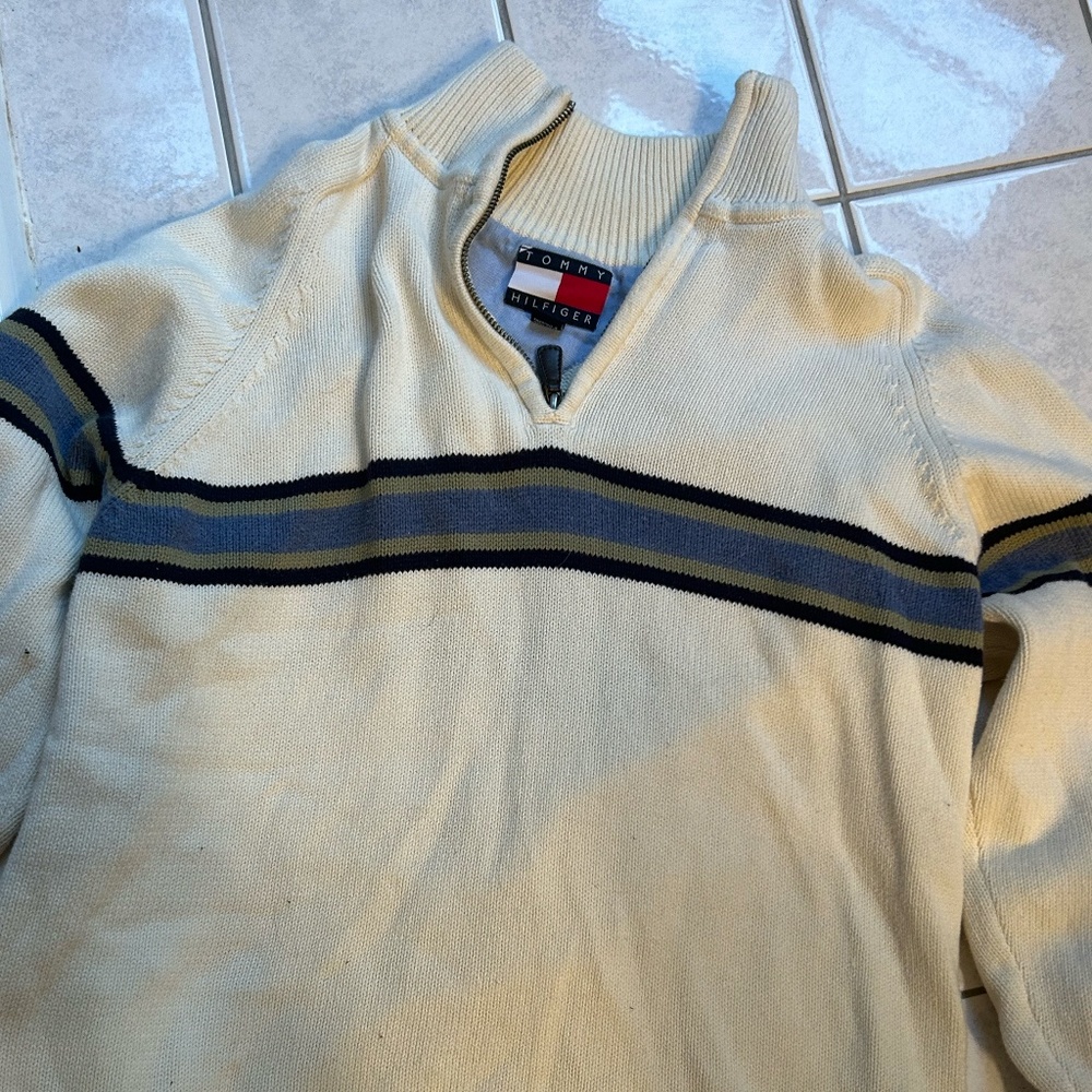 Tommy Hilfiger white knit quarter zip